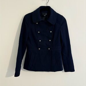 H&M Dark Blue Double-Breasted Peacoat